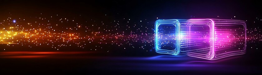 Wall Mural - format system path abstract concept of digital representation with colorful lights and sparkles in a