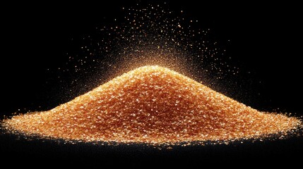 pile of orange granules exploding on black background