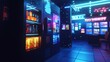 © NguyenThi - Neon-Lit Cyberpunk Vending Machines in a Futuristic Arcade