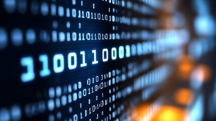abstract digital binary code illustrating the concept of information technology and data processing 