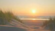 © Thali - Panoramic view of the sea, beach with dunes and grass at sunset