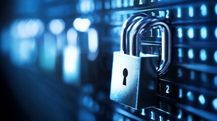 Poster - Hightech security locks and digital codes representing data protection and cybersecurity in a modern environment : Generative AI