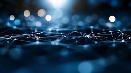 Aufkleber - Abstract futuristic digital network with glowing connections and bokeh effects representing technology : Generative AI