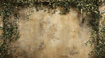 Wall Mural - Ivy-covered old wall, outdoor background, design texture