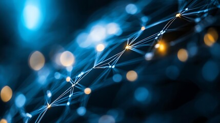 Poster - Abstract digital representation of a network with glowing nodes and interconnected lines : Generative AI
