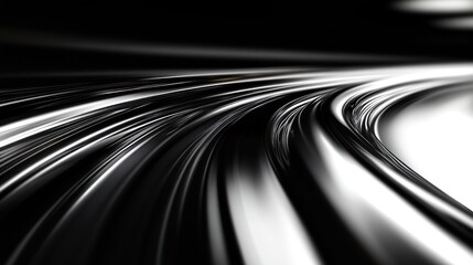 Wall Mural - Abstract black and white curved lines suggesting speed and movement.