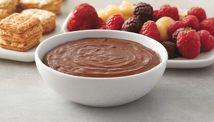 Canvas Print - Creamy Chocolate Dip with Fruit & Biscuits