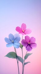 Poster - Pastel flowers, gradient background, phone wallpaper (1)