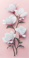 Sticker - Pink backdrop magnolia blooms, elegant spring floral branch