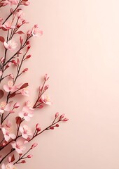 Sticker - Pink blossoms frame pastel background