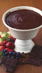 Wall Mural - Rich Chocolate Fondue, Fruit, Tabletop