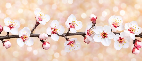 Wall Mural - Spring blossom branch, bokeh background. Website, card design