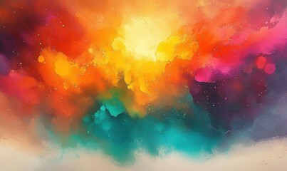 Wall Mural - Colorful Abstract Watercolor Splash Vibrant Painting Illustration Art