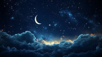 Wall Mural - a mystical sky with a blend of stars, moons, and nebulae in surreal patterns