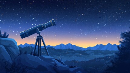 Wall Mural - a telescope pointing at the vast expanse of stars in the night sky