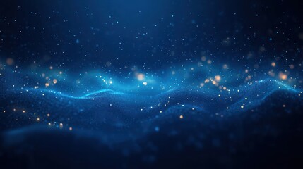 Abstract Blue Ocean Wave Particles Digital Art Tranquil Depth Ethereal Lighting Gradient Background