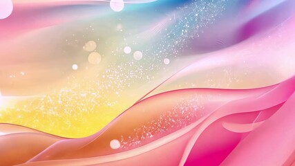 Wall Mural - colorful abstract waves with sparkling light effects in soft pastel tones