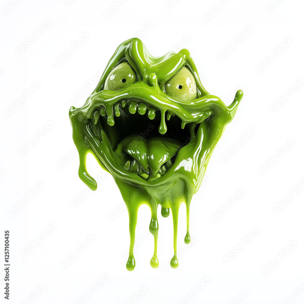 Green slime monster with large mouth Stock Photo | Adobe Stock