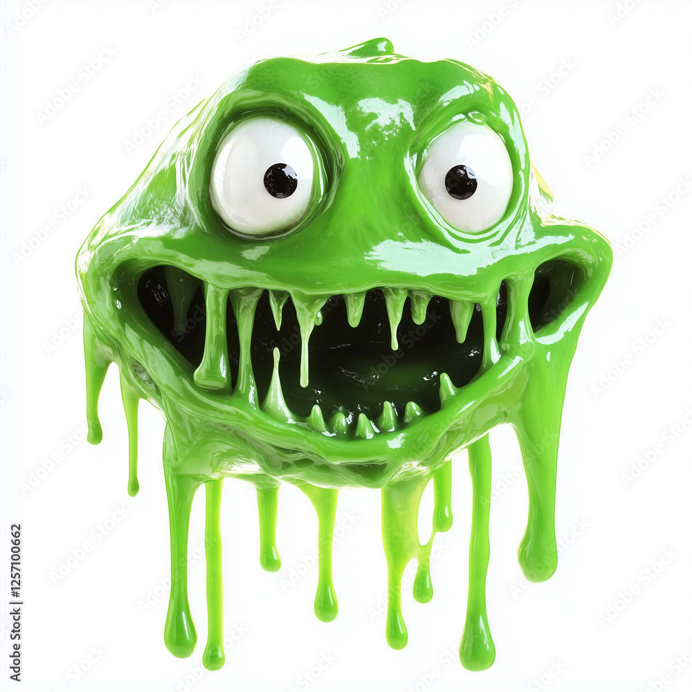 Green slime monster with large mouth Stock Photo | Adobe Stock