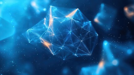 Fototapete - Abstract blue digital background with geometric shapes, big data visualization, complex structures and futuristic design