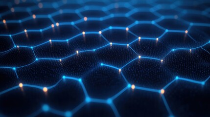 Leinwandbilder - Glowing Blue Hexagonal Lattice Structure Soft Ambient Lighting 3D Minimalist Design