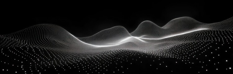 Leinwandbilder - Monochrome Abstract Wave Patterns Dynamic 3D Visualization Back Glow