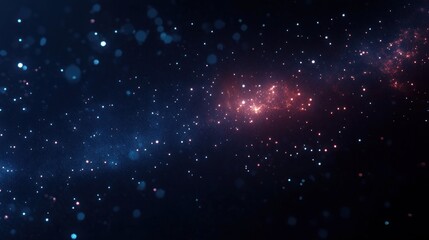 Poster - Cosmic Dust Particles Abstract Background Glowing Dots Vibrant Colors Blurred Space Art