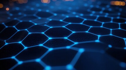 Aufkleber - Glowing Blue Hexagonal Lattice Structure Ambient Minimalist Digital Art