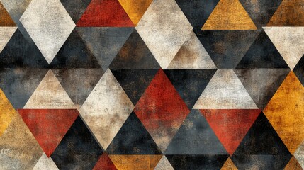Wall Mural - abstract geometric background featuring triangles with distressed textures and colors
