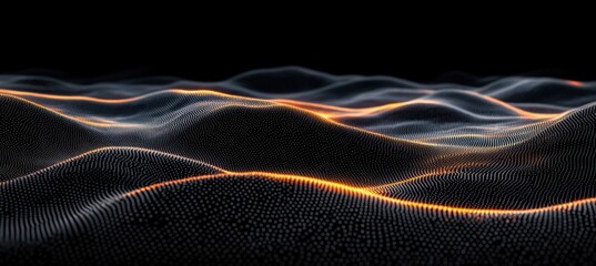 Leinwandbilder - Dynamic Three-Dimensional Particle Wave in Surreal Abstract Landscape with Light and Shadow