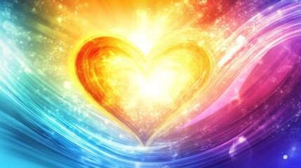 Poster - A glowing heart wave pattern flowing through a gradient background, capturing the essence of life and vitality in a visually striking design