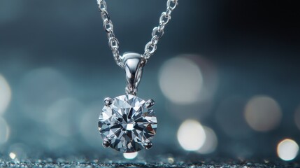 Fototapete - A macro shot of a diamond pendant catching light, with reflections dancing around it, creating a captivating and luxurious effect