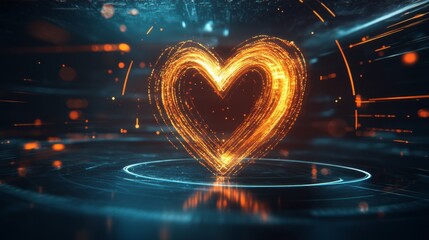 Fototapete - A vibrant heart wave chart displayed on a digital interface, with pulsing animations that capture the attention and represent heart health