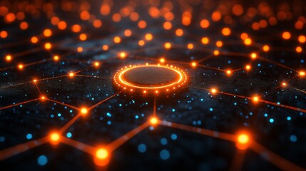 Fototapete - Illuminated Network: A Vibrant Web of Data Connections, Seamless Integration, and Technology Convergence for Future Innovation and Global Connectivity.