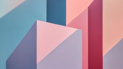 Poster - Gradient-filled polygons with smooth lines and subtle shadows, arranged to create a modern, abstract composition in soft pastel tones