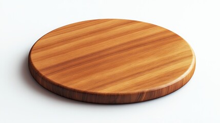 Poster - Round wooden cutting board on white background.  Possible use Product display for kitchenware