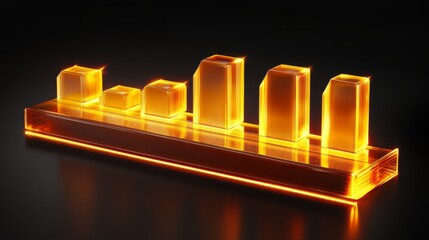 Aufkleber - Transparent D bar graph with glowing edges, set against a dark background for a modern, tech-inspired look