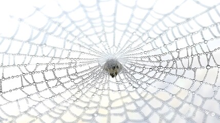 Dew Covered Spiderweb Close up Intricate Nature Photography of a Spider s Web with Morning Dew Drops