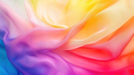 Fototapete - Colorful flowing fabric draped against a vibrant abstract background in a studio setting