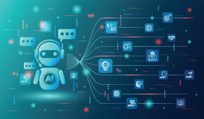 ai generate concept.artificial intelligence assistant for graphic design, translate,chat bot,generat