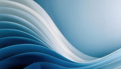 Poster - soft flowing abstract blue curves for minimalist modern backgrounds or elegant design concepts in digital media