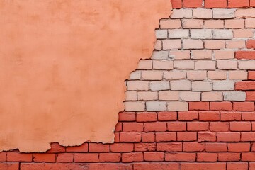 Poster - Brick wall with a large hole showing the inner structure and texture of the bricks and mortar