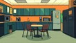 © lestari - Cartoon Office Kitchen, Colleagues Relaxing, Interior Design, Work Break, Use Stock Photo