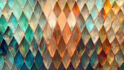 Aufkleber - abstract textured glass pattern in warm and cool tones, decorative geometric design with leaf shaped elements

