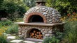 © Creative Stock Ai - stone barbecue and firewood in the garden