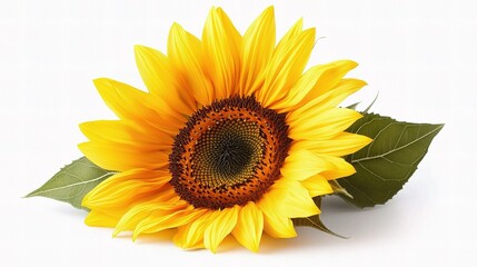 Bright Sunflower Isolated on White Background for Stock Use