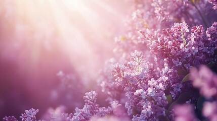 Wall Mural - Soft Sunlight Bathed Lilac Flowers in Vibrant Spring Colors