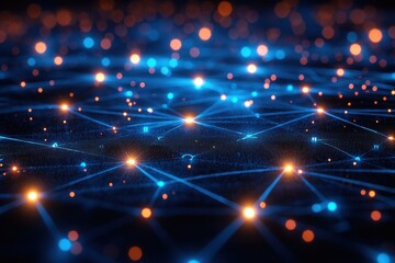 Wall Mural - abstract digital network with glowing nodes and connections in futuristic technology background