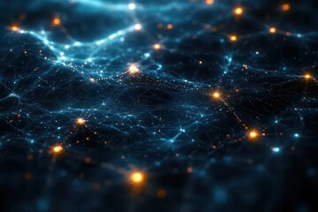 Wall Mural - abstract digital network with glowing nodes and connections in a futuristic technology background