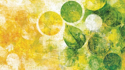 Wall Mural - Abstract nature design, yellow-green leaves, circle pattern, textured background, eco-friendly concept